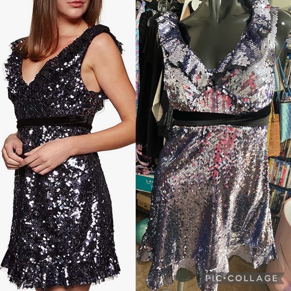 Free people sequin dress size 4 purple/black